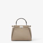 FENDI Peekaboo Mini Dove gray Selleria bag with 1048 hand-sewn topstitches